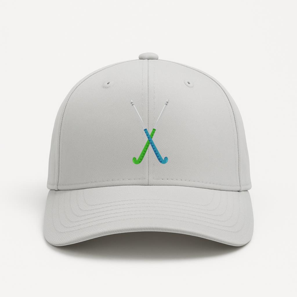 Blue Green Hockey Sticks Flat Baseball Cap