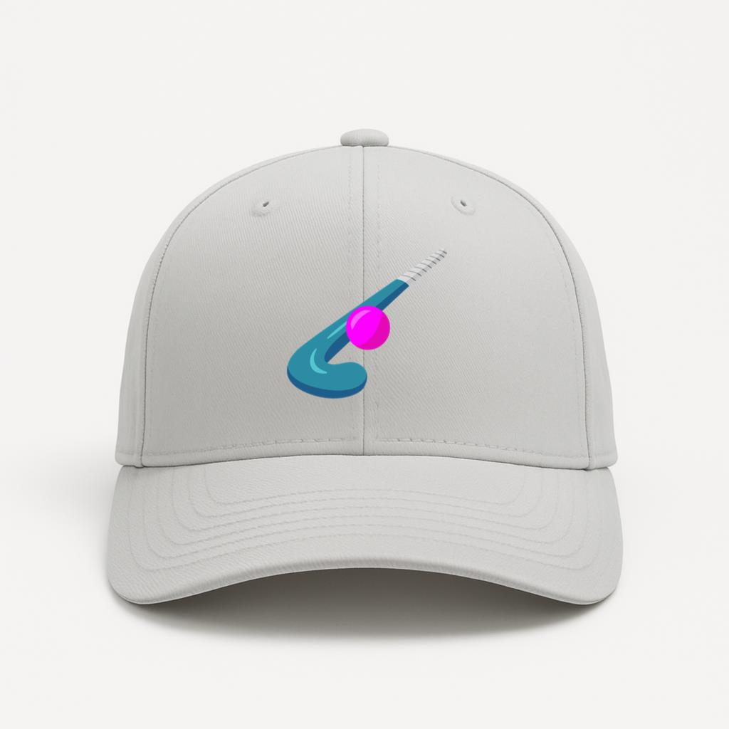 Blue Hockey Stick Flat Baseball Cap