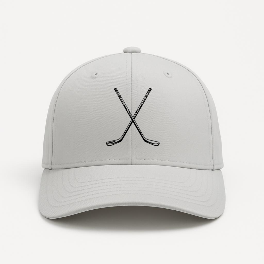 Crossed Ice Hockey Sticks High Contrast Baseball Cap