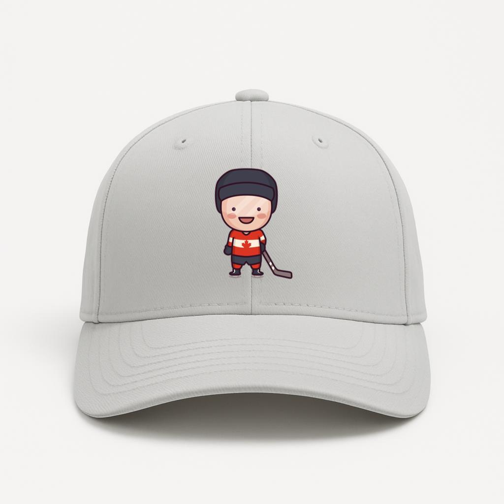 Cute Canadian Hockey Player Character Baseball Cap