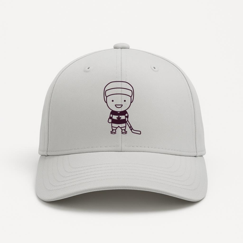 Cute Canadian Hockey Player Character Stroke Baseball Cap