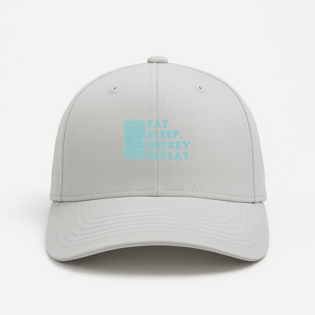Eat Sleep Hockey Repeat Quote Cut Out Baseball Cap
