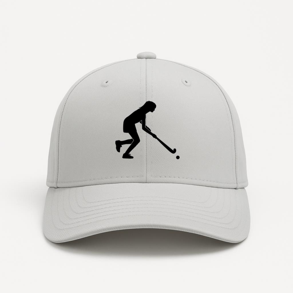 Girl Playing Hockey Baseball Cap