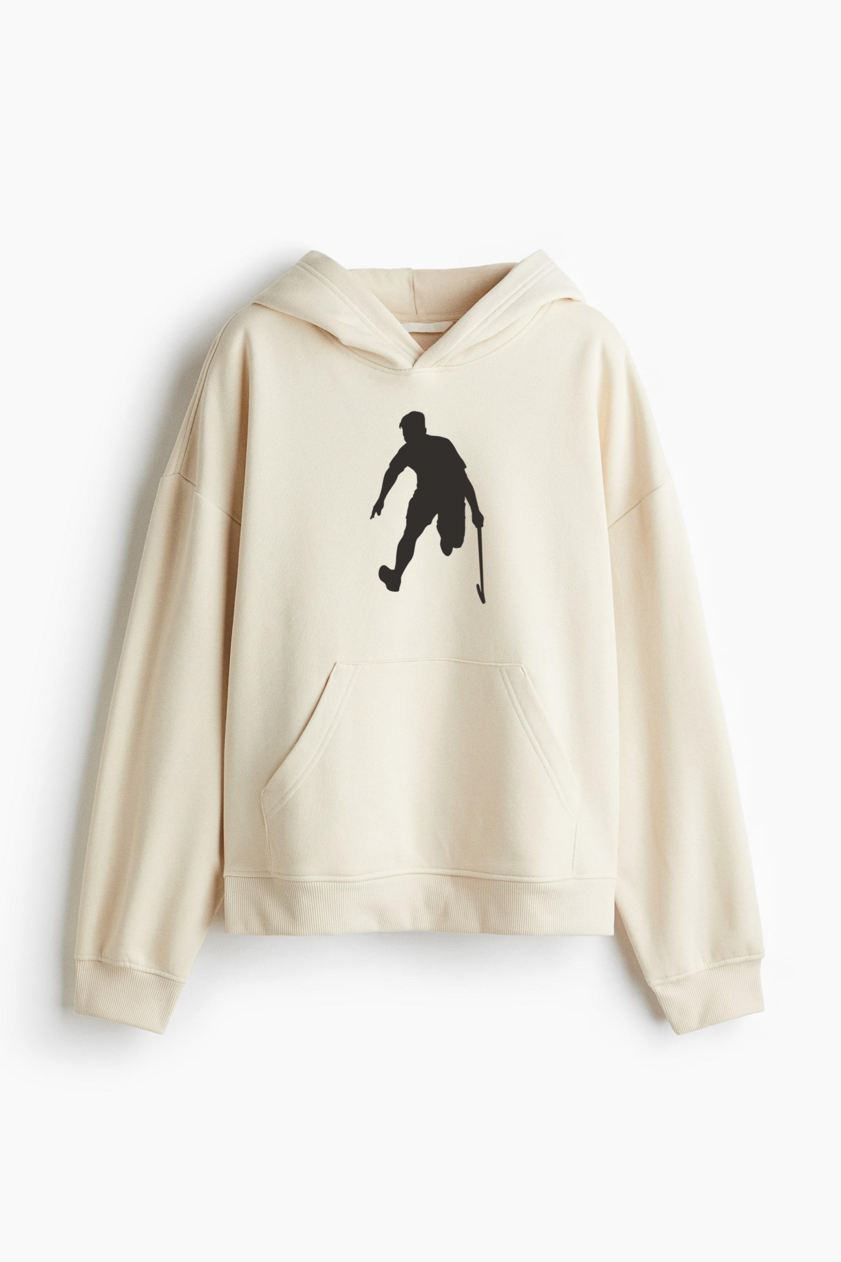 Hockey Player Silhouette Facing Down Classic Unisex Hoodie