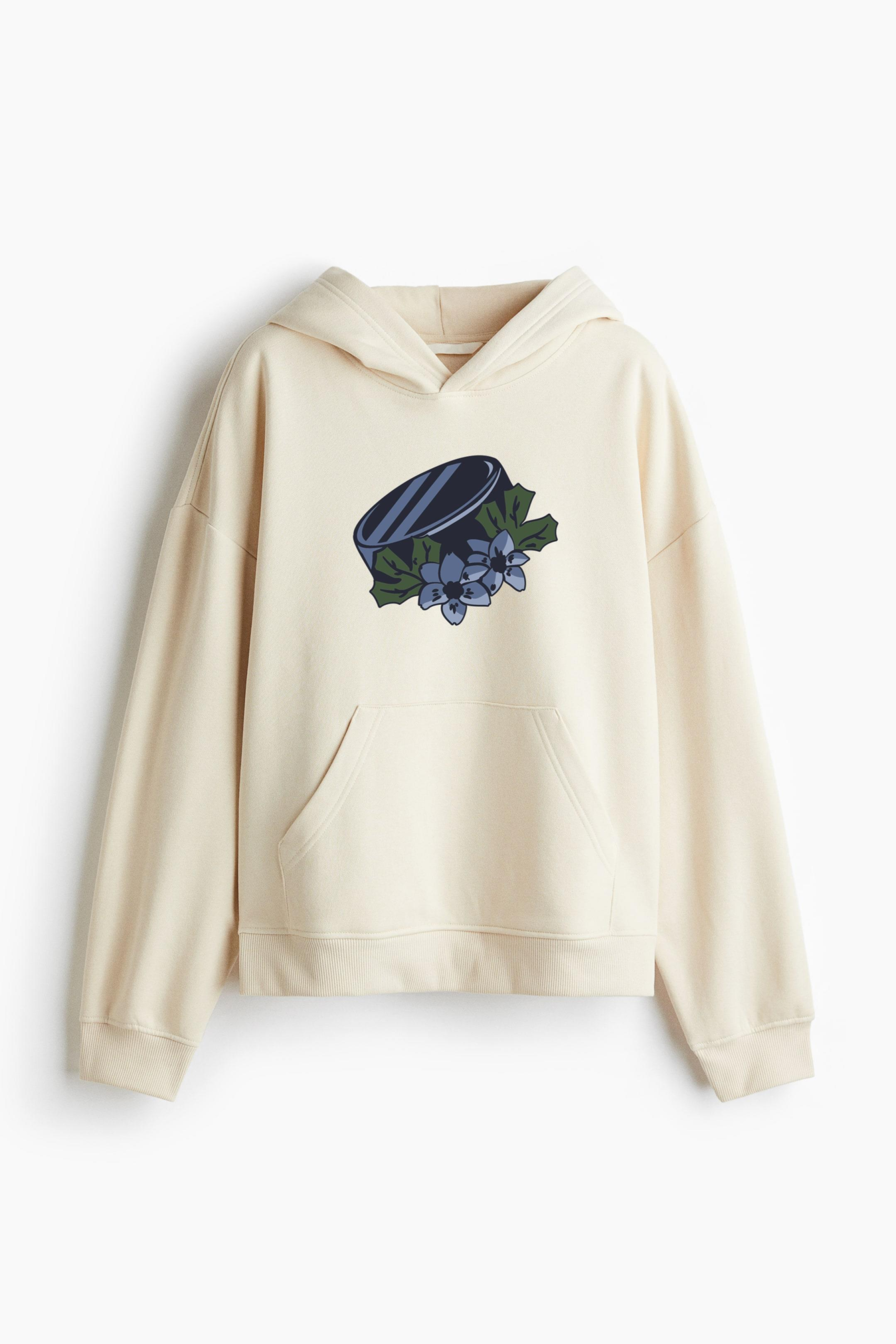 Hockey Puck With Flowers Illustration Classic Unisex Hoodie