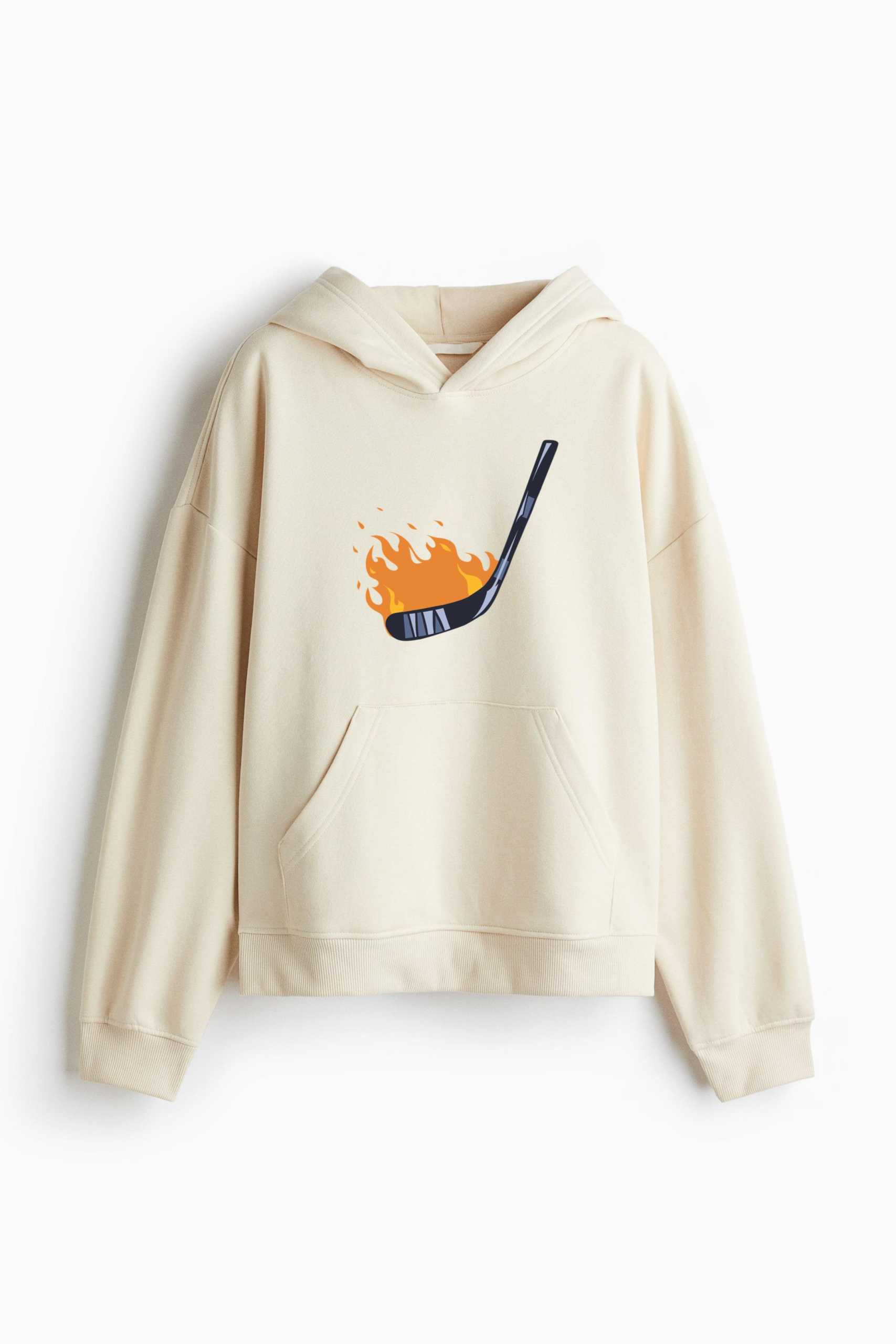 Hockey Stick On Fire Illustration Classic Unisex Hoodie