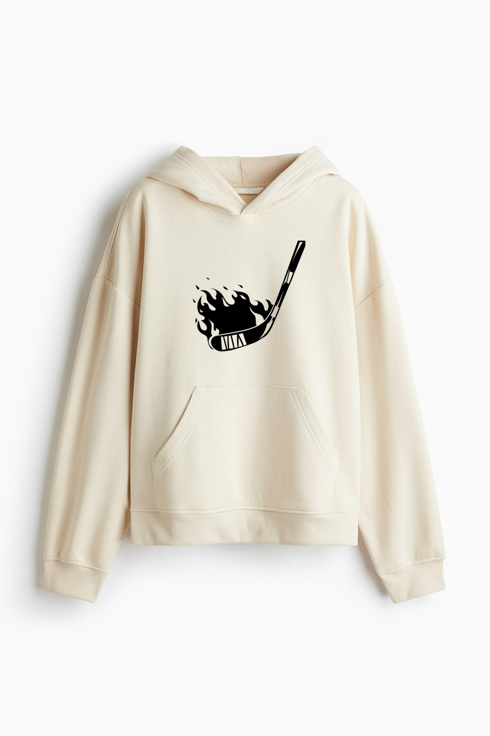 Ice Hockey On Fire High Contrast Classic Unisex Hoodie