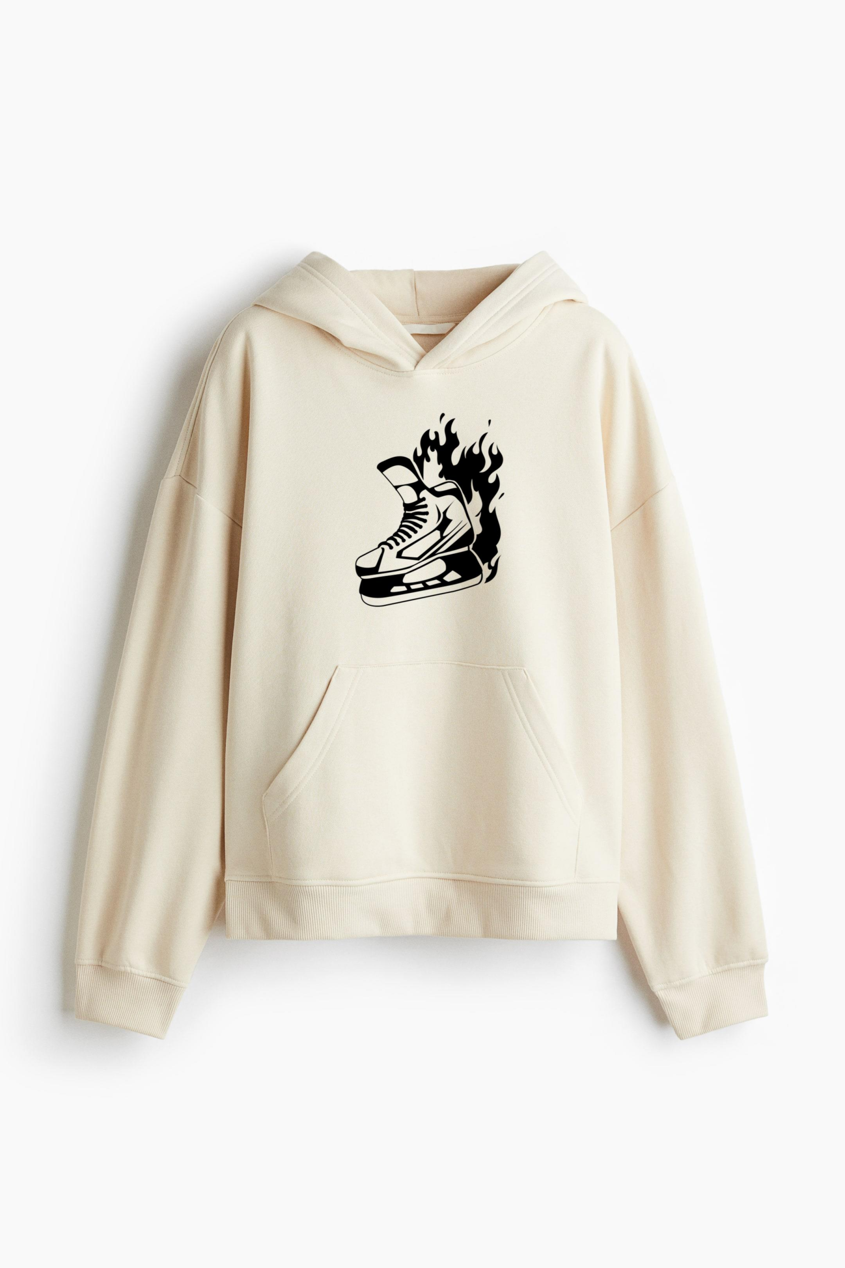 Ice Hockey Skate On Fire High Contrast Classic Unisex Hoodie