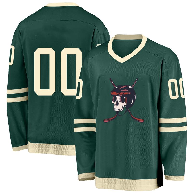 Skull With Hockey Helmet And Sticks Illustration Hockey Jersey