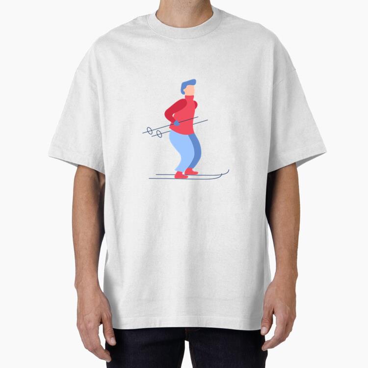 Winter Man Skiing Flat Classic Regular Fit T-Shirt
